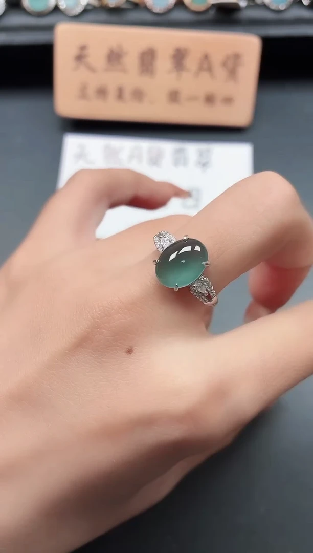 银S925镶嵌戒指翡翠11