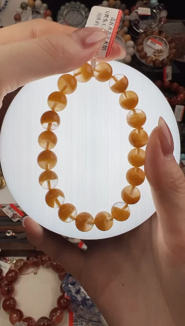 水晶手串未镶嵌Q黄兔毛手串9m+   JP50556