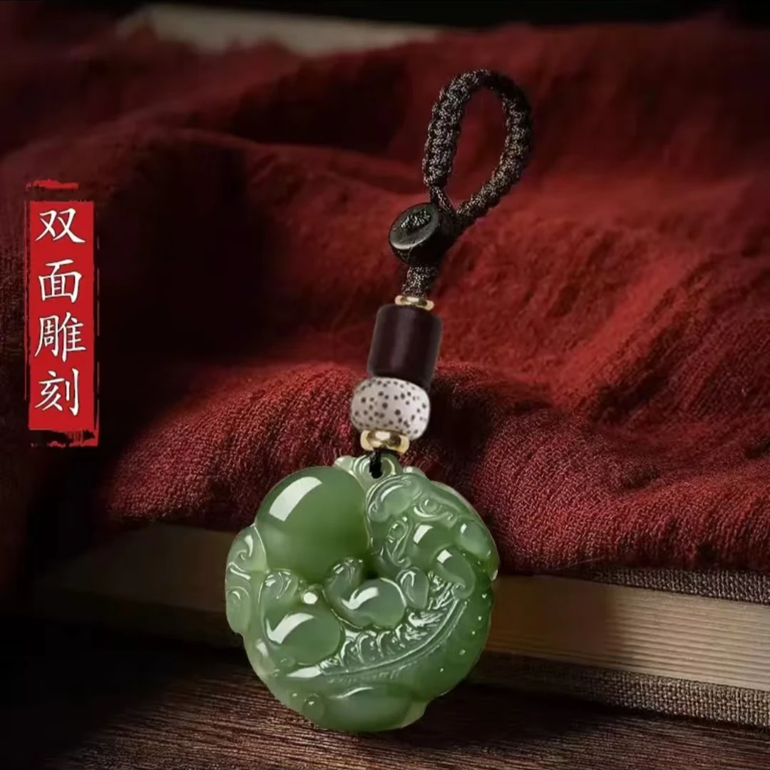 双面古法雕刻有求必应招財进宝寓意随身驾车个人用品貔貅钥匙扣