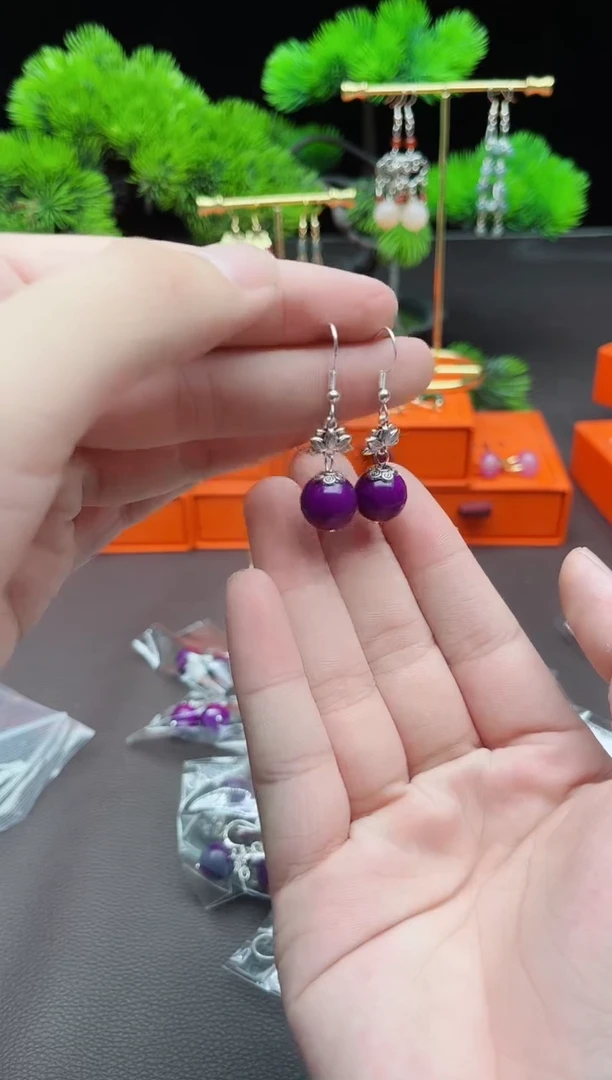 玛瑙/玉髓耳饰银S925镶嵌b04