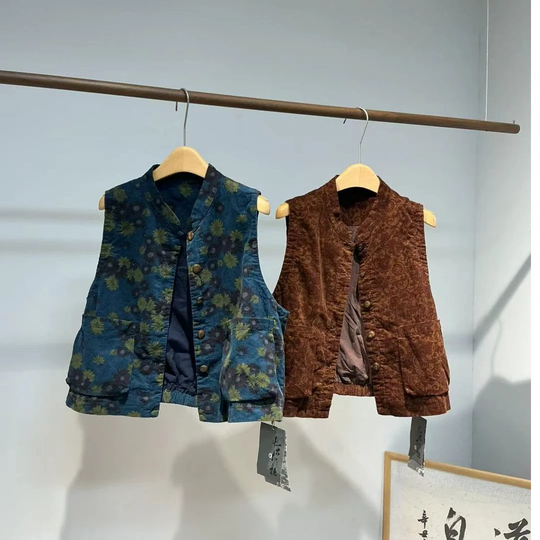 忆古朴拙双色色织高品印花小背心2510819