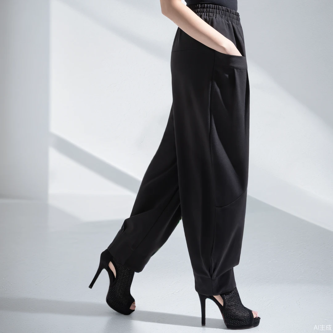 2025秋款黑色宽松显瘦哈伦裤女新款大码胖mm松女雪简约显瘦哈伦裤