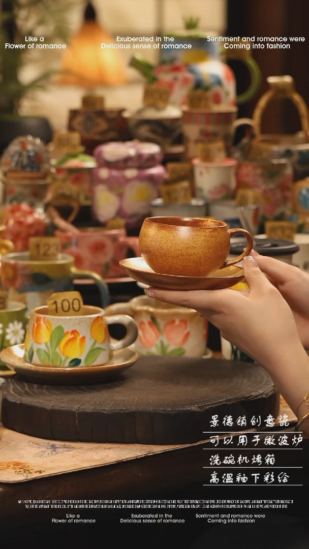 陶瓷景德镇高温釉下彩绘设计师款式