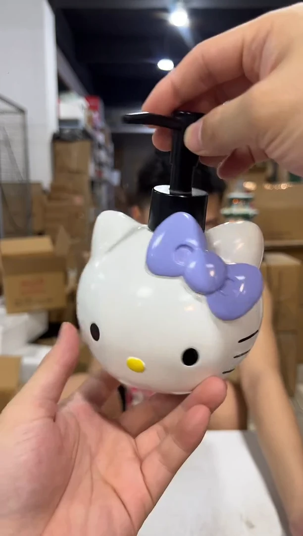 瓷片紫色kt猫头按压瓶 树脂