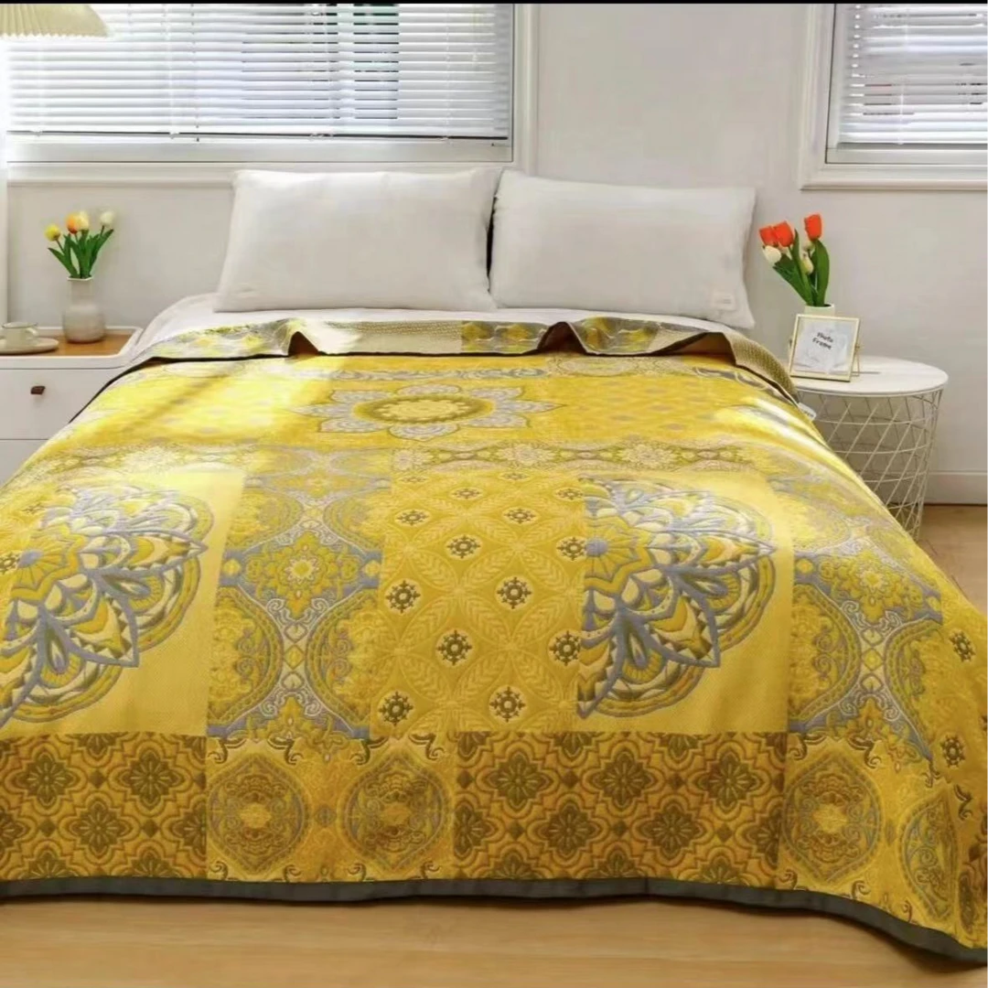 【MS】多功能多层纱布盖毯--橙色洛克 （赠枕巾）