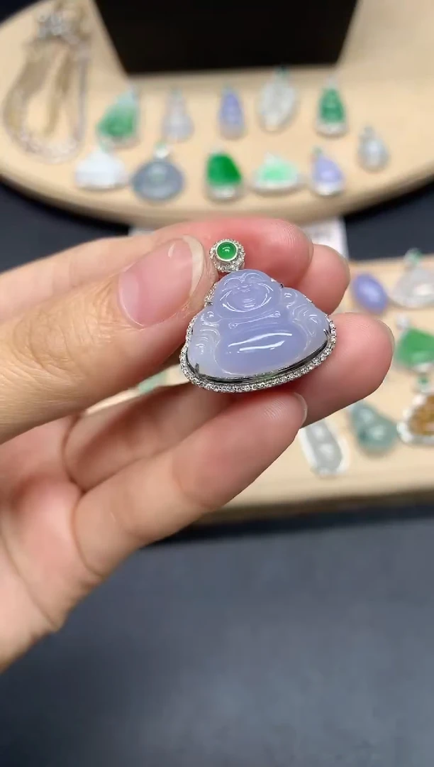 翡翠18K金镶嵌吊坠(不含链)佛公【无服务费】