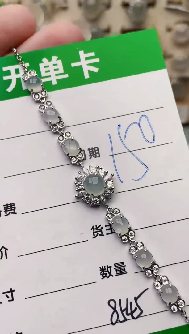 颈饰银S925镶嵌翡翠8545