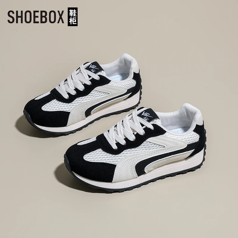 SHOEBOX鞋柜复古百搭阿甘德训鞋女2025秋季新款圆头软底老爹鞋
