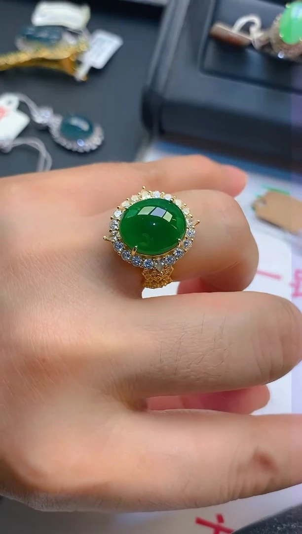 【闪购商品】翡翠耳饰银S925镶嵌天然A货翡翠1