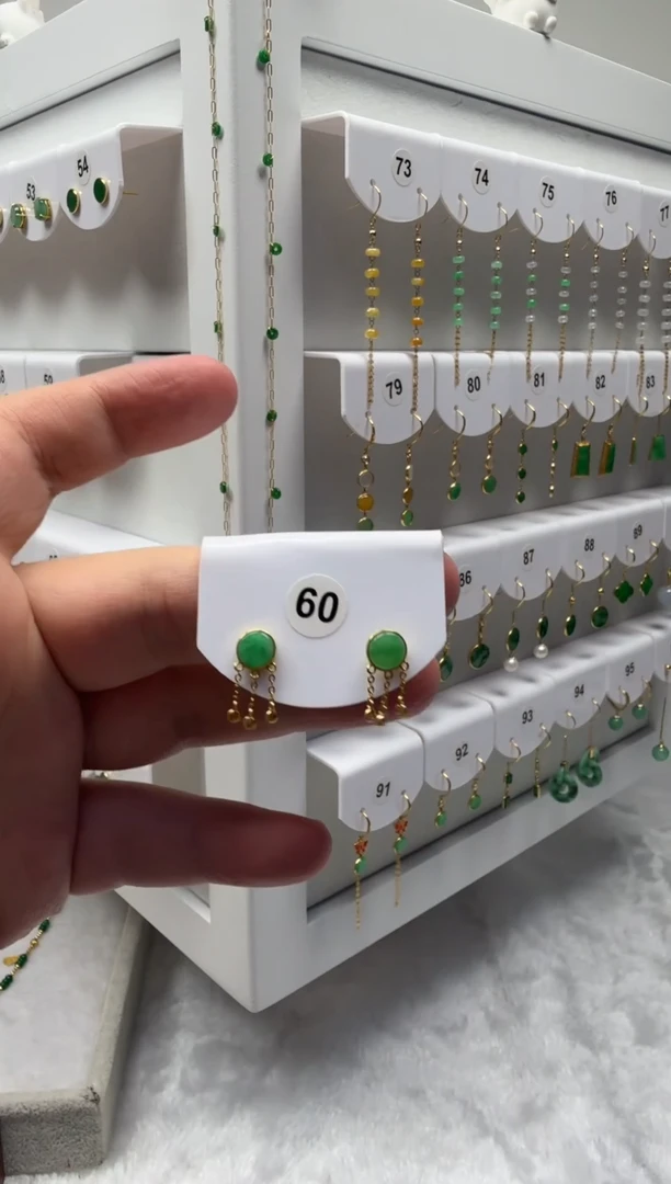 18K金镶嵌翡翠耳饰缅甸天然翡翠a货