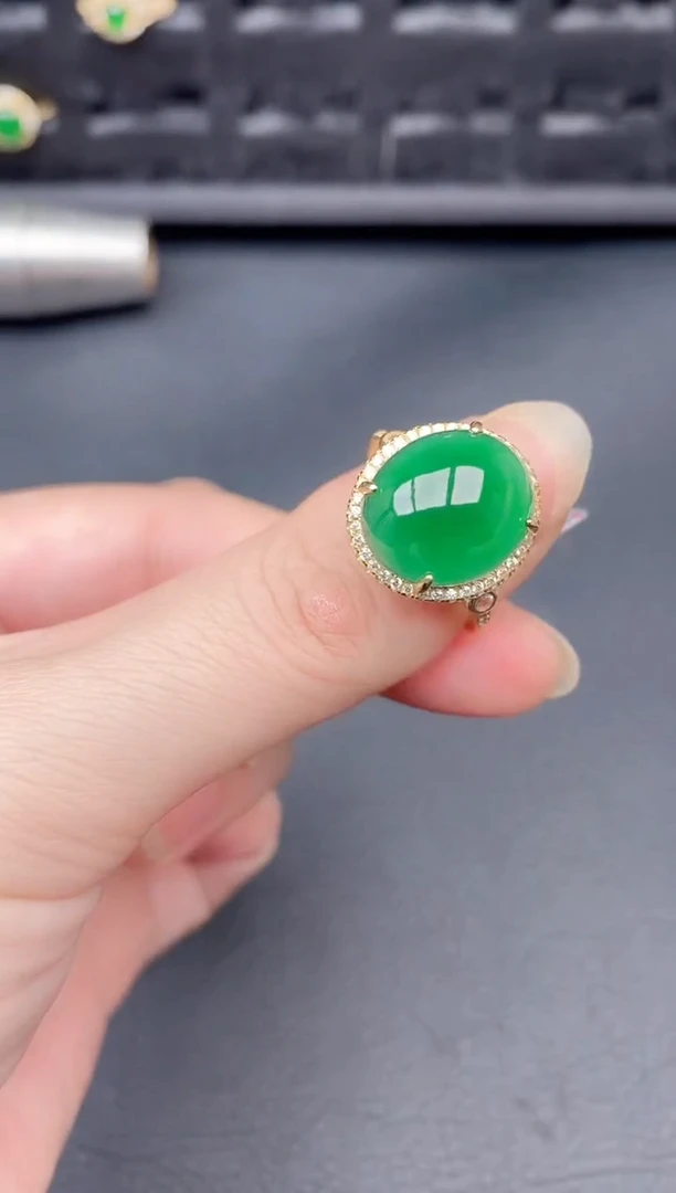 银S925镶嵌戒指翡翠天然a货翡翠198