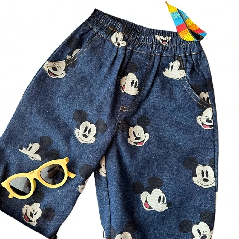 【思元定制】25006儿童卡通老鼠满印牛仔裤