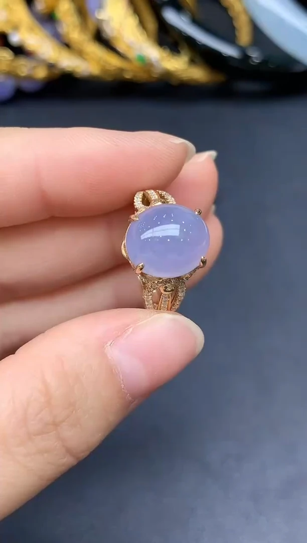 18K金镶嵌戒指翡翠348-雪姐翡翠天天见