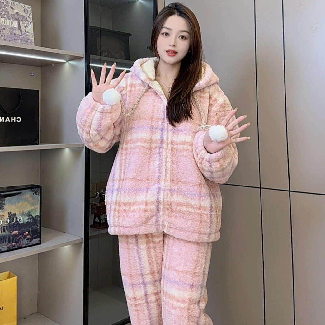 颖颖专属【半糖主义】新短款毛绒睡衣 裹住冬日甜暖 加绒加厚家居服
