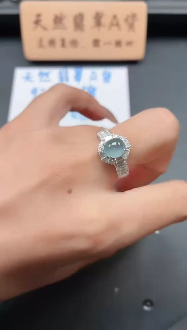 银S925镶嵌戒指翡翠11