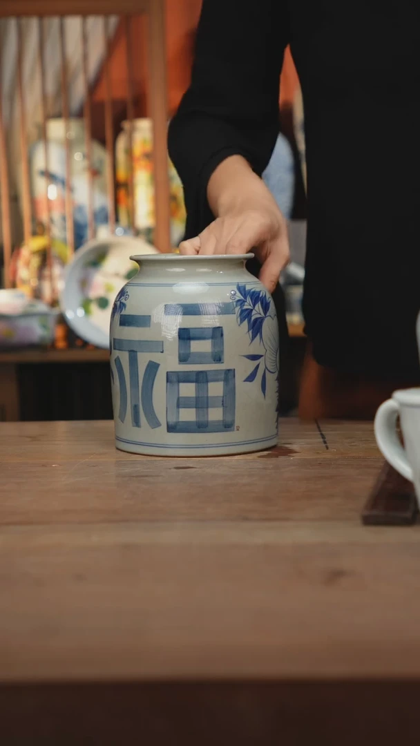 瓷片 【简家甄选】景德镇设计师釉下手绘陶瓷花瓶