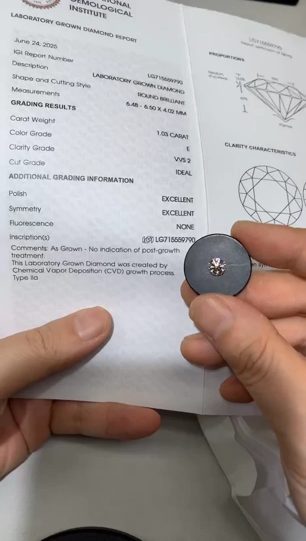 裸石实验室培育钻石1.03克拉E色VVS2腰码715559790