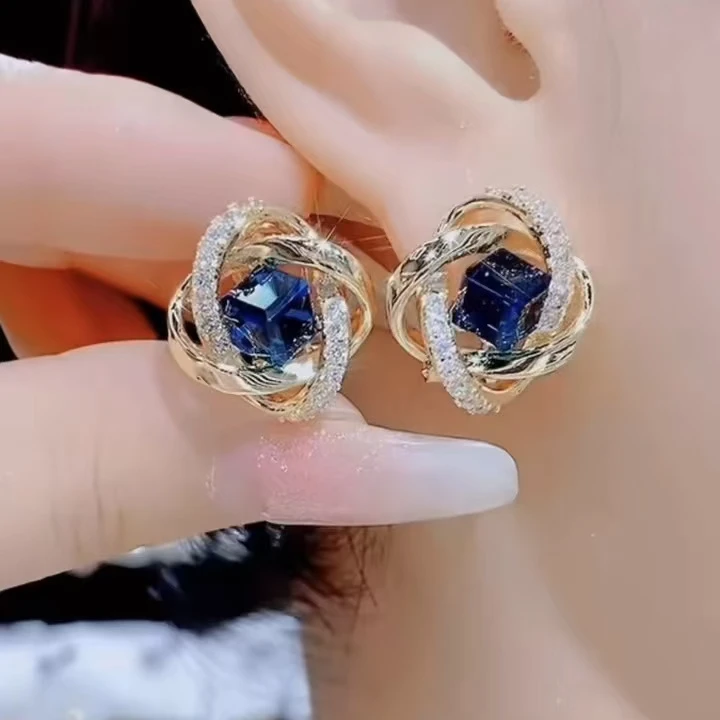 铜合金合成锆石耳饰 063小众2024年火爆气质款高级感女式女士耳钉