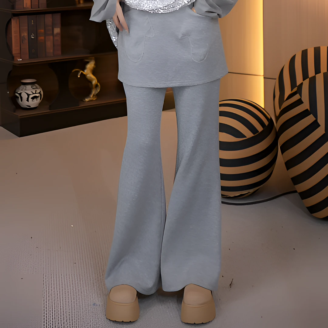 铂屋馆秋款上新微喇叭高腰阔腿裤休闲裤秋冬打底裤显瘦宽松直筒
