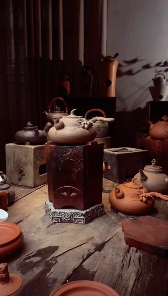 【闪购商品】壶一步到位紫金陶葫芦侧把加芭蕉炉