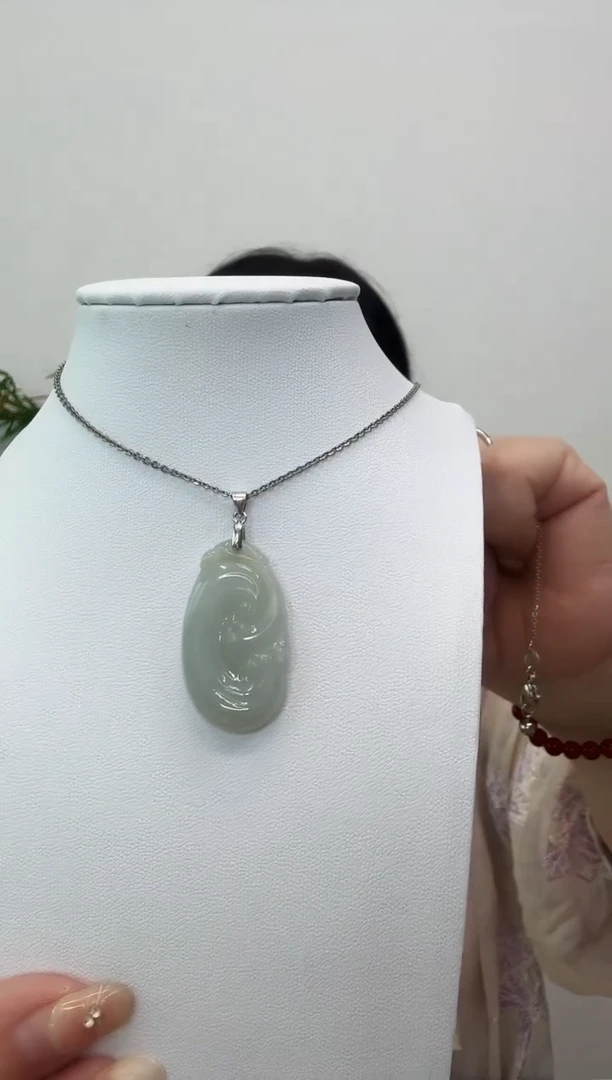 翡翠银S925镶嵌颈饰如意赠合金链