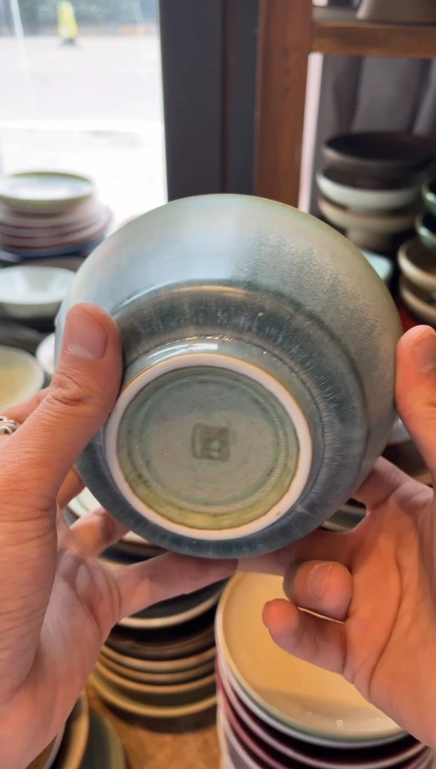 【闪购商品】瓷片236窑变蓝马蹄碗粥碗