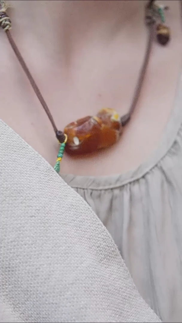 琥珀颈饰未镶嵌蜜蜡锁骨链