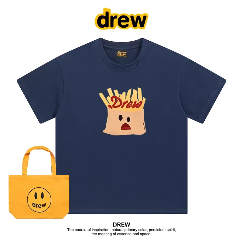 Drew美式潮牌小众设计重磅纯棉短袖T恤男女休闲宽松半袖ins夏装薄