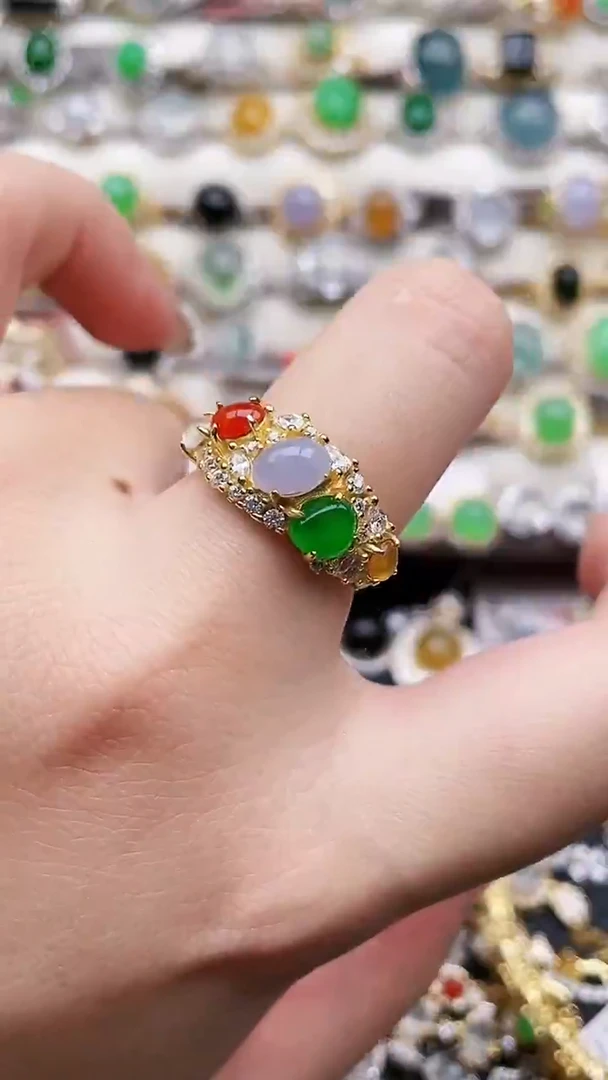 银S925镶嵌戒指翡翠150