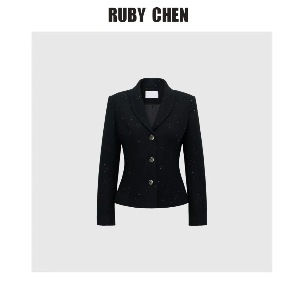 “优雅女王”复古优雅圆领收腰短外套