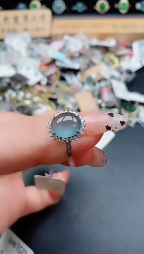 银S925镶嵌戒指翡翠1