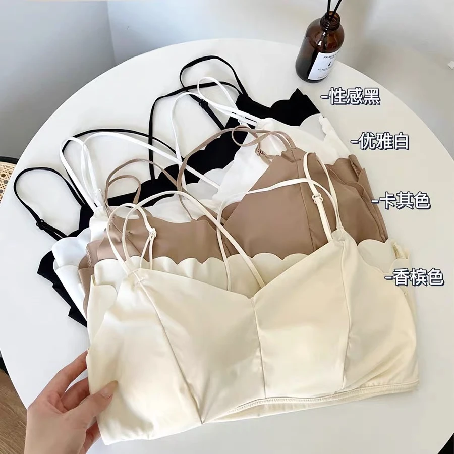 6630#2025夏季新款吊带背心胸垫一体内搭薄款性感冰丝外穿美背