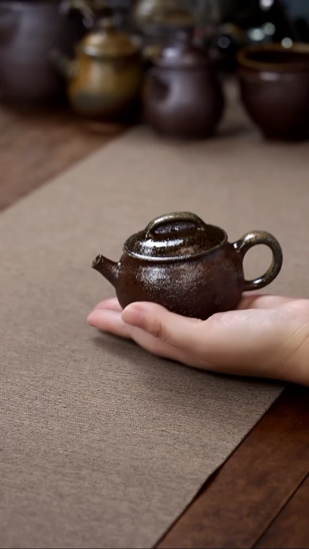 茶壶紫砂柴烧汉鼓壶