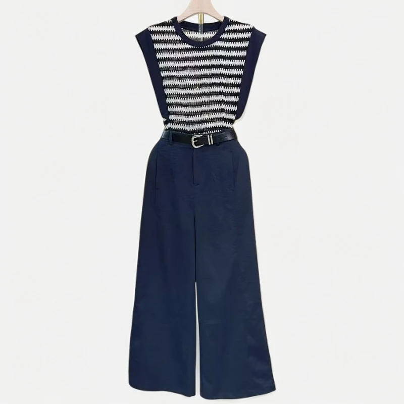 2025夏季新款时尚套装气质休闲上衣+花苞工装八分裤RG7113