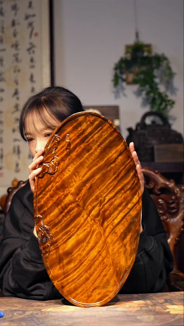 金丝楠【55】可改干/湿泡款 精品满花 一木整雕 纯干金丝楠茶盘