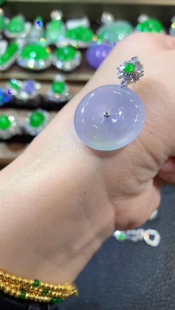 吊坠(不含链)18K金镶嵌翡翠C37 紫货有一定色差