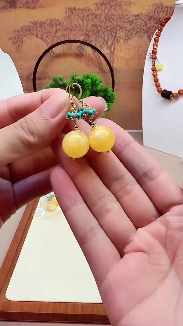蜜蜡颈饰14K金镶嵌E40