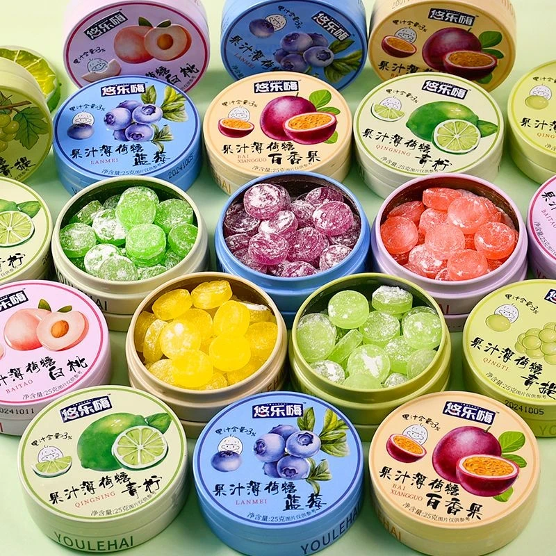 悠乐嗨果汁水果薄荷硬糖清凉铁盒清新口气网红解馋休闲小零食糖果