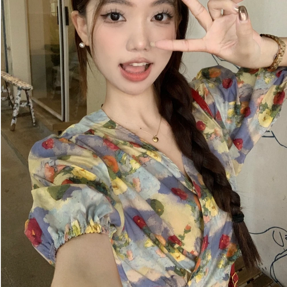 绑带设计款玫瑰花衬衫女装衬衫女士夏季新款衬衣百搭上衣外穿网红