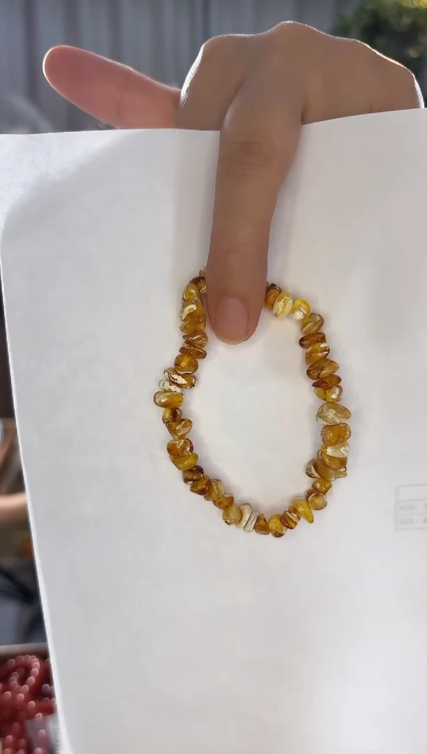 手串蜜蜡未镶嵌蜜蜡金漆白拉丝手串