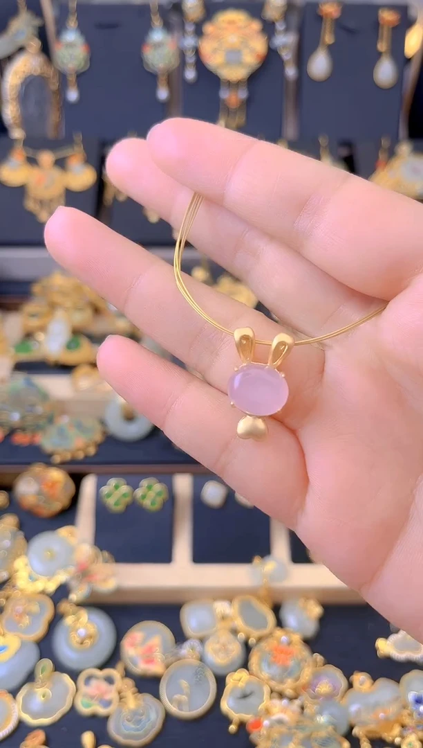 【闪购商品】玛瑙/玉髓吊坠合金小兔子吊坠
