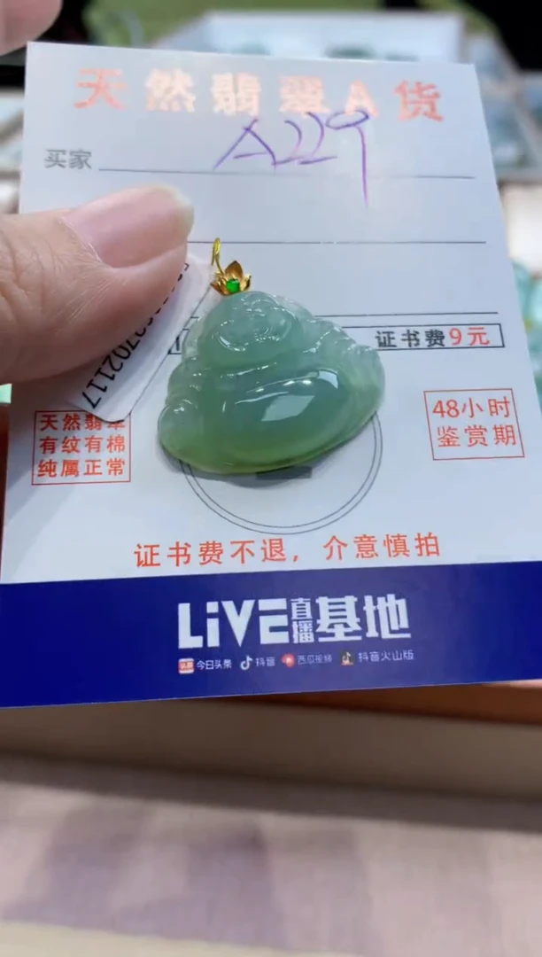 颈饰18K金镶嵌翡翠 天然缅甸a货翡翠