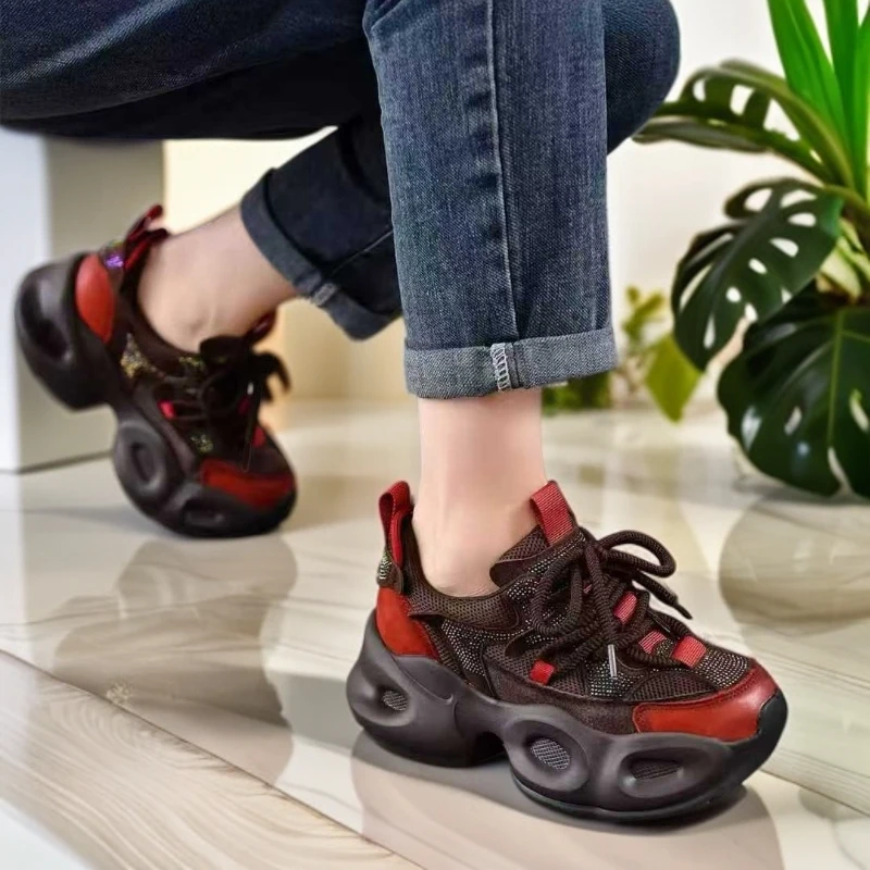 5056-5时尚休闲鞋透气老爹鞋拼色厚底潮流系带运动鞋时尚