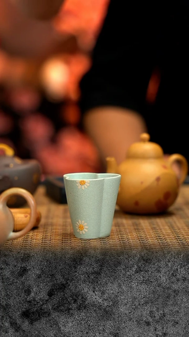 紫砂 宜兴紫砂 IF  莫兰迪绿 三花杯