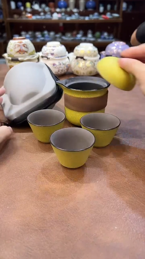 真的很便宜超好看会开片的旅行茶具