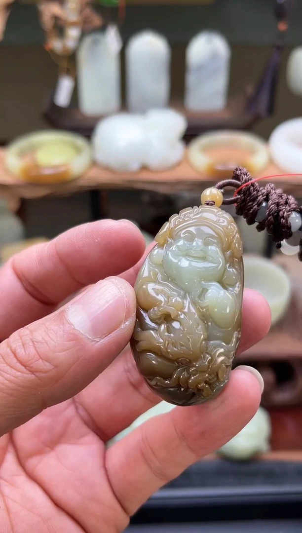 【闪购商品】和田玉吊坠未镶嵌且末蓝带糖 财神9002826