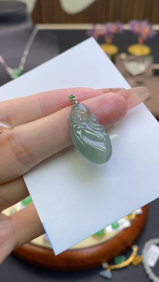 【闪购商品】翡翠颈饰18K金镶嵌净货11980