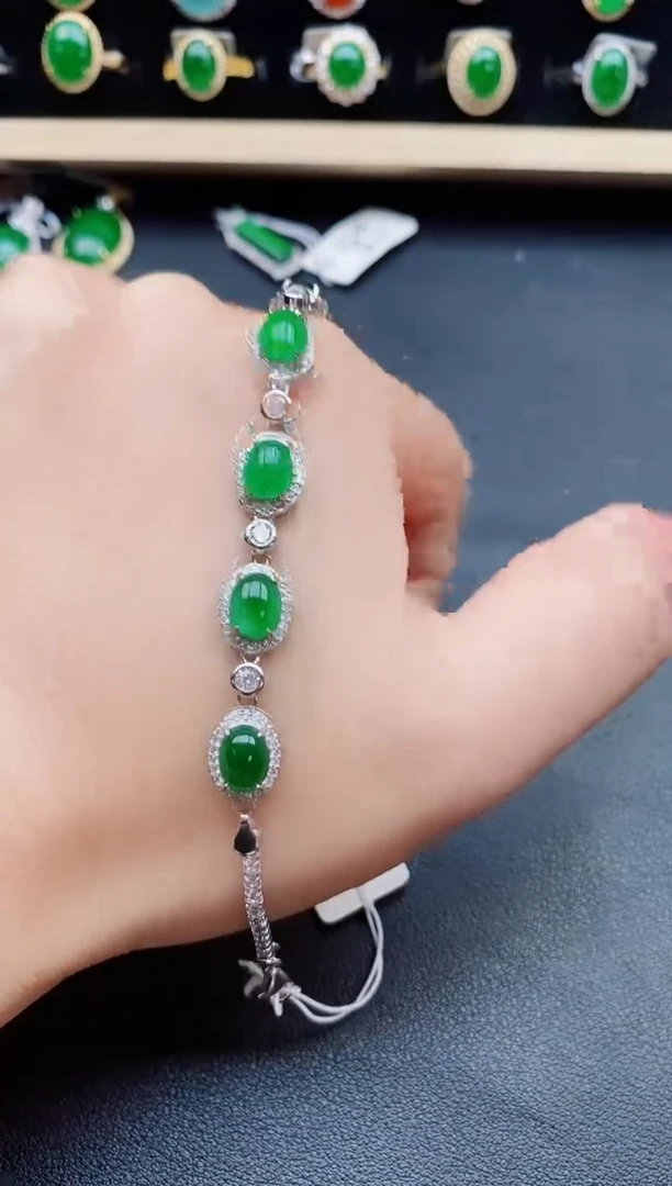 银S925镶嵌手链翡翠609600