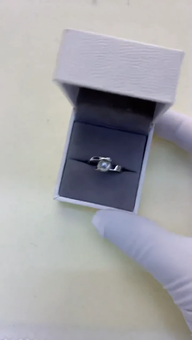 银S925镶嵌海水珍珠饰品真多麻色设计款戒指