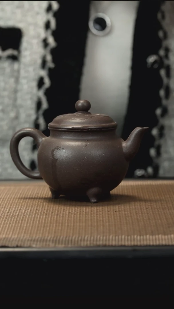 紫砂茶盏天青三足大彬135CC